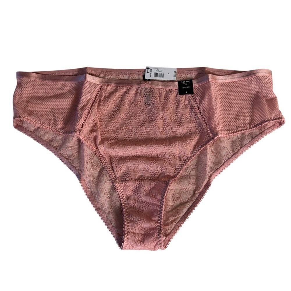 Torrid Bellissima Lace Mid Rise Hipster Panty Size 3X Pink Lot of 2 New - Picture 3 of 6
